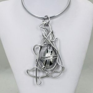 AJA Metallic Silver Crystal Necklace #471